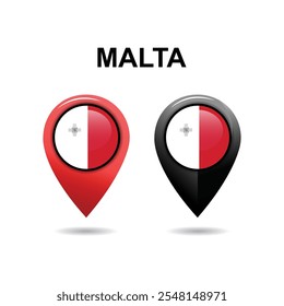 Malta Location With Flag, Malta Country Flags Location icon, Location clipart icon