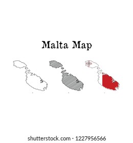 Malta Map. 3 map styles.