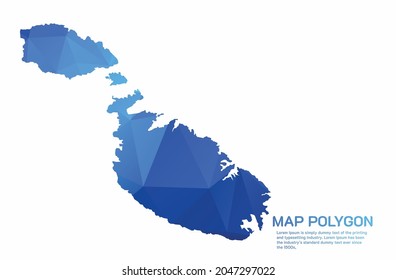 Mapa de Malta Resumen Gradiente geométrico triangular de bajo estilo de polo sobre fondo blanco
