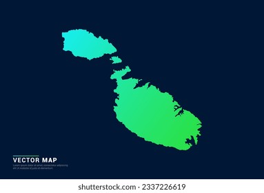 Mapa de Malta del concepto azul gradiente abstracto verde con vector de efecto de luz de tecnología.