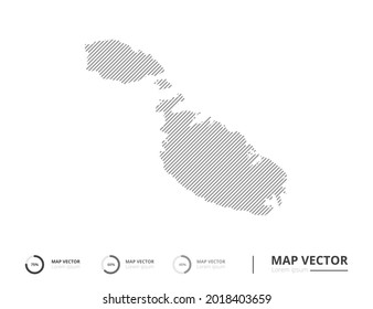 Malta map abstract line gray on white background vector for presentation. Creative concept for infographic.