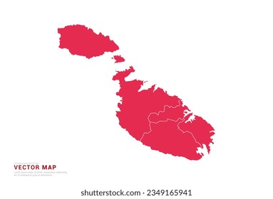 Malta Map - abstract style red isolated on white background for infographic, design vector.