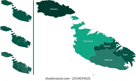 MALTA MAP with its administrative divisions and regions