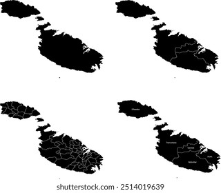 MAPA DE MALTA con sus divisiones administrativas y regiones