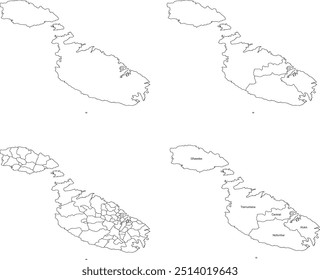 MAPA DE MALTA con sus divisiones administrativas y regiones