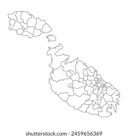 Malta map with administrative divisions. Vector illustration.