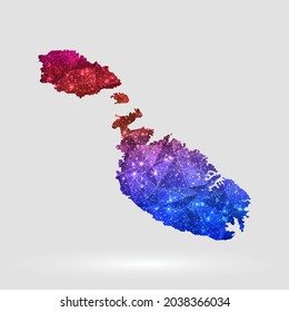 Mapa de fondo de Malta en estilo poligonal. Ilustración vectorial bajo políticamente colorido Mapa Malta de aislado. EPS vectorial 10.