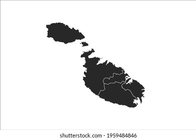 Malta Map black Color on White Backgound