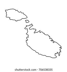 Malta map of black contour curves of vector illustration