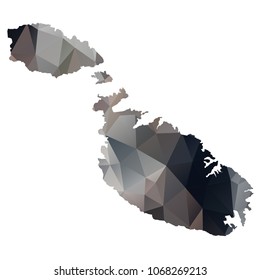 malta map - Black, grey, geometric rumpled low poly style gradient graphic background, polygonal design for your. Vector illustration eps 10.