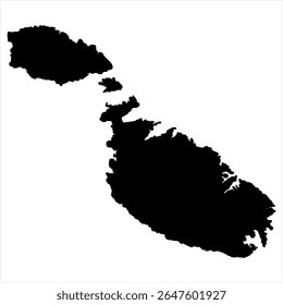 Malta Map - black World Map International vector template with High detailed isolated on white background - Vector
