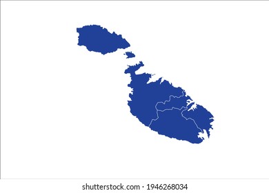 Malta Map blue Color on White Backgound
