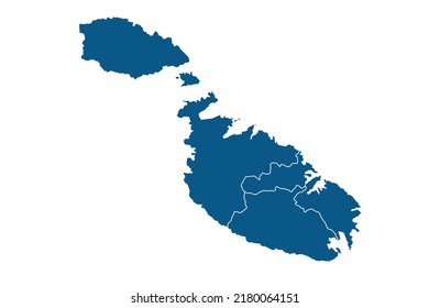 Malta Map blue Color on White Backgound
