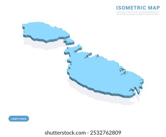 Mapa de Malta azul sobre fondo blanco con Vector isométrico.