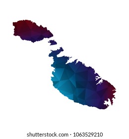 Malta map - Colorful Polygonal map of Malta rumpled triangular low poly style gradient graphic background , Vector illustration eps 10.
