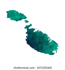 Malta map - Colorful Polygonal map of Malta rumpled triangular low poly style gradient graphic background , Vector illustration eps 10.