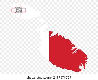 Malta map flag isolated on png or transparent background vector illustration. 