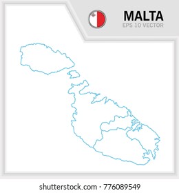 malta map and flag in white background