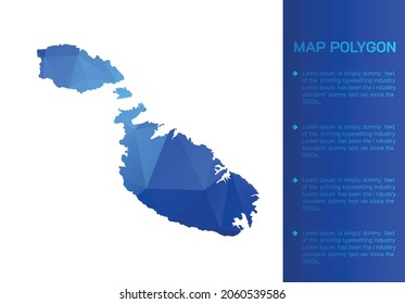 Malta map in geometric blue polygonal style modern design on white background. Vector illustration map in geometric blue polygonal style modern design on white background. Vector illustration.