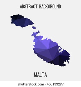 Malta map in geometric polygonal,mosaic style.Abstract tessellation,modern design background,low poly. Vector illustration.