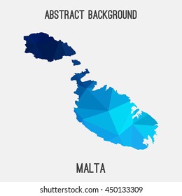 Malta map in geometric polygonal,mosaic style.Abstract tessellation,modern design background,low poly. Vector illustration.