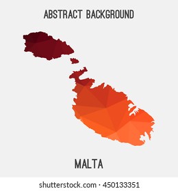 Malta map in geometric polygonal,mosaic style.Abstract tessellation,modern design background,low poly. Vector illustration.