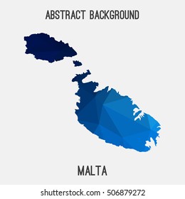 Malta map in geometric polygonal,mosaic style.Abstract tessellation,modern design background,low poly. Vector illustration.
