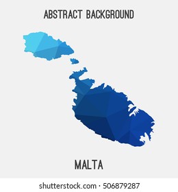 Malta map in geometric polygonal,mosaic style.Abstract tessellation,modern design background,low poly. Vector illustration.
