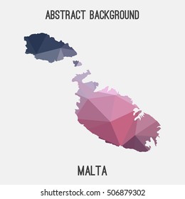 Malta map in geometric polygonal,mosaic style.Abstract tessellation,modern design background,low poly. Vector illustration.
