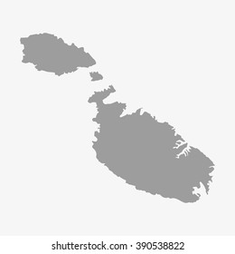 Malta  map in gray on a white background