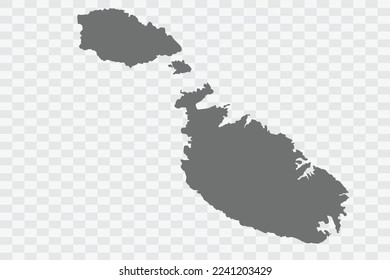 Malta Map grey Color on White no demarcation line Background  Png