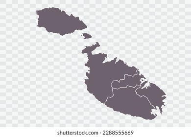 Malta Map Grey Color on White Background quality files Png