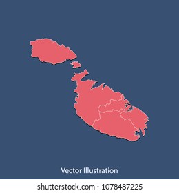 Malta map - High detailed color map of Malta. flat design style, clean and modern. Vector illustration eps 10