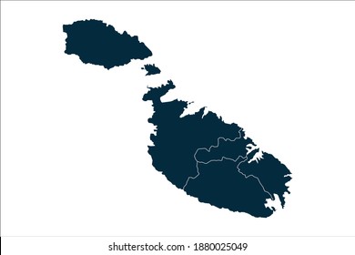 malta map High Detailed on white background.