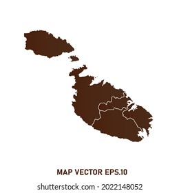 Mapa de Malta Alto detalle sobre fondo blanco. Resumen de la ilustración vectorial de diseño eps 10