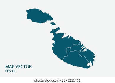 Mapa de Malta Alto detalle sobre fondo blanco. Resumen de la ilustración vectorial de diseño eps 10