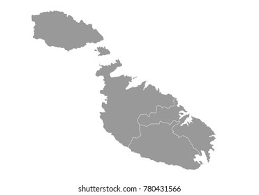 malta map. High detailed map of malta on white background. Vector illustration eps 10.