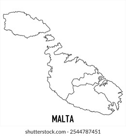 malta map icon isolated on white background. Outline map. Simple line icon. Vector illustration