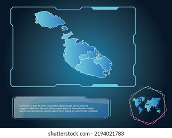 Malta Map infographic technology blue Color element collection background