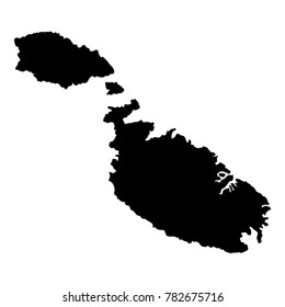 Malta map. Island silhouette icon. Isolated Malta black map outline. Vector illustration.