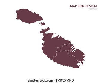 Mapa de Malta sobre ilustración vectorial de fondo blanco.