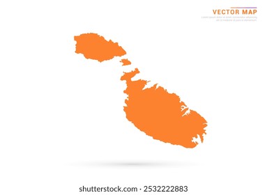 Mapa de Malta - Estilo abstracto anaranjado aislado en el Vector de fondo blanco.