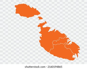 Malta Map orange Color on White Backgound  illustration eps 10