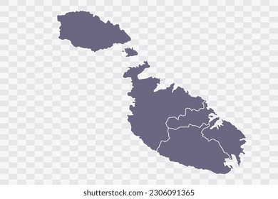 Malta Map pewter Color on White Background quality files Png