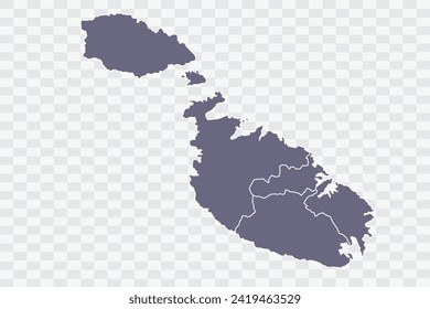 Malta Map pewter Color on White Background quality files Png