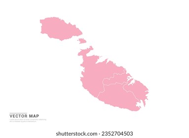 Mapa de Malta - Estilo abstracto rosado aislado en fondo blanco para infografía, vector de diseño.
