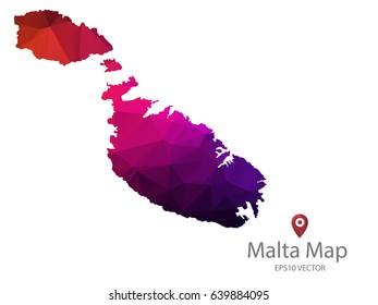 malta map polygon colorful vector illustrator eps10