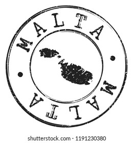 Malta Map Silhouette Postal Passport Stamp Round Vector Icon Seal Badge Illustration.