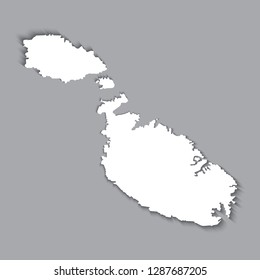 Malta map silhouette with shadow effect. EPS10 vector with transparency organized in layers for easy editing.
