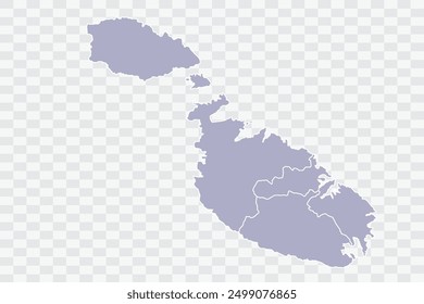 Malta Map silver Color on White Background quality files Png